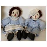 PAIR OF HANDMADE VINTAGE RAGGEDY ANN & ANDY DOLLS 18' TALL