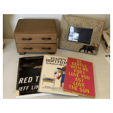 RUSTIC WOOD FRAME 8 1/2' X 7', SMALL WOODEN JEWELRY BOX 8' LONG X 6' DEEP X 5' TALL & MORE