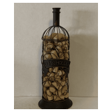 BRONZE METAL CORK HOLDER FULL OF CORKS 15 1/2' TALL X 5 1/2' ROUND