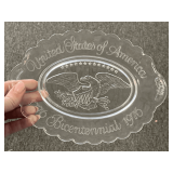 VINTAGE AVON BICENTENNIAL CLEAR OVAL DISH 9' X 6 3/4'
