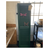 DARK GREEN WOOD SHUTTER WITH METAL BUTTERFLIES 59' TALL X 16' WIDE