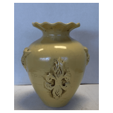 PALE YELLOW DECORATIVE POTTERY VASE 11' TALL X 9' ROUND