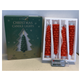 NEW IN BOX 4 RED CHRISTMAS TREE CANDLES WITH REMOTE CANDLES 10' LONG