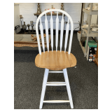 SOLID WOOD WHITE & NATURAL BAR STOOL 43' TALL X 17' DEEP X 17 1/2' WIDE