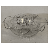 VINTAGE FOSTORIA STERLING SILVER OVERLAY BOWLS WITH FLOWER PATTERN & FLUTED RIM 9 1/2' ROUND X 3 1/4' DEEP