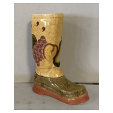 BAUM BROS LARGE BOOT SHAPED VASE 'TROPICAL FRUIT' 13 1/2' TALL X 11' LONG X 4' WIDE