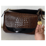 BRAHMIN DARIA LUXURY DESIGNER CROC EMBOSSED LEATHER BAG 11' LONG X 7 3/4' TALL