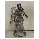 BLACK METAL WIRE FORM STANDING ANGEL WITH CRYSTAL BEADING 12' TALL X 6' WIDE
