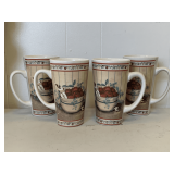 4 TALL APPLE PATTERN CERAMIC MUGS BY LOUVIE KORSGADEN 6' TALL