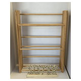 WOOD VHS RACK 26' TALL X 6' DEEP X 19' WIDE & PAINTED 'SISTER' DECOR 12 1/2' LONG X 5' TALL