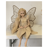 BEAUTIFUL PORCELAIN/BISQUE SITTING FAIRY DOLL 12' TALL X 11' WIDE