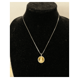 STERLING SILVER BOX CHAIN NECKLACE 18' LONG WITH 22K GOLD OVER SILVER ELECTROPLATED BUDDHA PENDANT (PENDANT WEIGHS APPROX 5.30 GRAMS) TOTAL WEIGHT APPROX 9.00 GRAMS