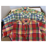 3 MEN'S RALPH LAUREN SHORT SLEEVE DRESS SHIRTS - L, L, XL