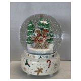LARGE GINGERBREAD FAMILY BATTERY OPERATED SNOW GLOBE 7' TALL X 5 1/2' ROUND