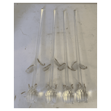 4 LONG STEM CUT GLASS ROSE BUDS 14' LONG (4 CLEAR)
