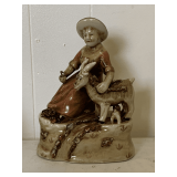 VINTAGE STAFFORDSHIRE STYLE STATUE - GIRL WITH GOAT 8' TALL X 6' LONG