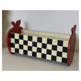 RED/BLACK & WHITE RACK WITH APPLE DESIGN 14' LONG X 9' TALL X 7' WIDE