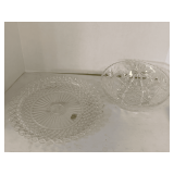 VINTAGE LARGE ANCHOR HOCKING 'STAR OF DAVID' BOWL 10 3/4' ROUND X 3 3/4' TALL & VINTAGE LARGE 'WEXFORD' ROUND SERVING PLATTER 13 1/2' ROUND