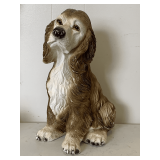 VINTAGE LARGE CHALKWARE COCKER SPANIEL MADE IN MEXICO (LOTS OF DINGS) 14 1/4' TALL X 9' DEEP X 8' WIDE