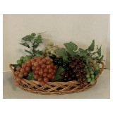 LARGE OVAL WOVEN BREAD BASKET WITH HANDLES 10' LONG X 12' WIDE FULL OF GRAPE CLUSTERS