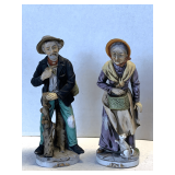 PAIR OF VINTAGE HOMCO HOME INTERIORS OLD FARMER & WIFE FIGURINE 8' TALL
