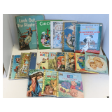 SHELF LOT TO INCLUDE 17 VINTAGE CHILDREN'S BOOKS (WHITMAN, GOLDEN BOOKS & MORE)