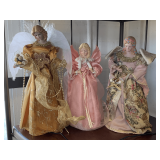 3 ANGEL TREE TOPPERS - 2 LIGHTED 14' , 11', 10'