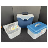 Garage… Storage tub, soft grip tote, and plastic storage box. See pictures for details.