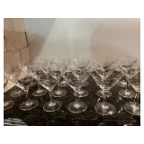 KIT…Noritake Sasaki Bamboo Etched Clear Glass stemmed cocktail glassware, MCM Japan, set of 18, seller states this glassware maybe hand blown and approximately 65 years old. See pictures for details
