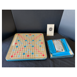Garage… Scrabble game, deluxe edition, please inspect, no guarantee all parts are there, see pictures for details.