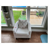 SUN… Leather look, contemporary club chair, comes with accent pillow, see pictures for details.