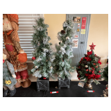 Garage… Miniature flocked Christmas trees, set of two, see pictures for details.