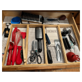 Island… Drawer lot marked 1168 of assorted utensils, and bamboo storage holders, see pictures for details.