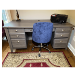 BR1…Five drawer desk with upholstered rolling adjustable chair, see pictures for details.
