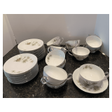 Island…Seyei fine china cups and saucers, approximately 22 saucers, and 14 cups,“Cascade Pine” pattern, produced  in Nagoya, Japan. See pictures for details.