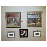KIT…Assorted wall decor to include framed artwork by Ruanne Manning, framed vintage relief painting created from "precious" metal leaf, and more. Six pieces total, see pictures for details.