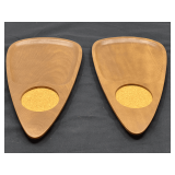 Island…Vintage SERE Japan hand-carved teak wood snack coaster tray set from the 1960s with a teardrop shape. Set of two, see pictures for details.