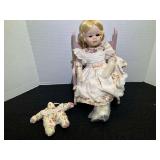 15-Inch Porcelain Doll with Musical Rocker and Plush Accessory