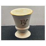 Owens Illinois Ceramic Goblet with Gold Lettering