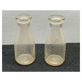 Vintage pint milk jars, set of two, see pictures or details.