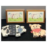 Collection of Four Pig-Themed Decorative Items