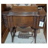 ANTIQUE WILLIAM C. FREE "THE FREE" TREADLE SEWING MACHINE IN CABINET