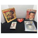Elvis Presley Memorabilia Collection Including Heartbreak Hotel Display, Parade Magazine, and Russell Stover Tin