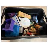 Mystery lot of Assorted Household Items and Collectibles in Storage Bin