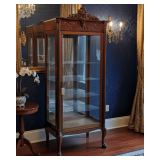 ANTIQUE ORNATELY CARVED VICTORIAN GLASS DISPLAY CABINET