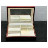 Wood Finish Jewelry Box with Interior Mirror and Compartments