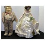 Franklin Heirloom Dolls Pair: Male Character and Bride