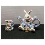 FF 1991 Ceramic Rabbit Teapot and Creamer Set