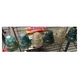 Vintage/antique glass insulators, six pieces, see pictures or details.