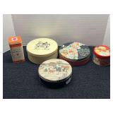 Collection of Five Assorted Metal Advertising and Decorative Tins